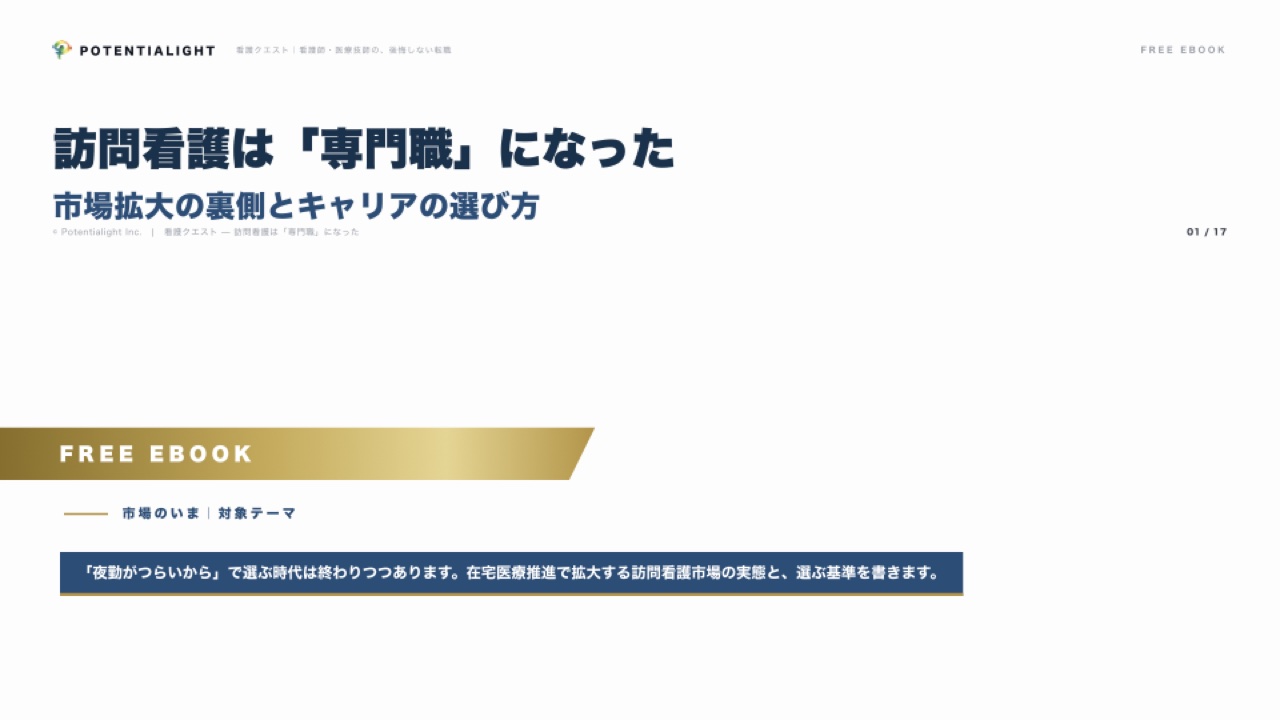 訪問看護は「専門職」になった — 市場拡大の裏側とキャリアの選び方 表紙